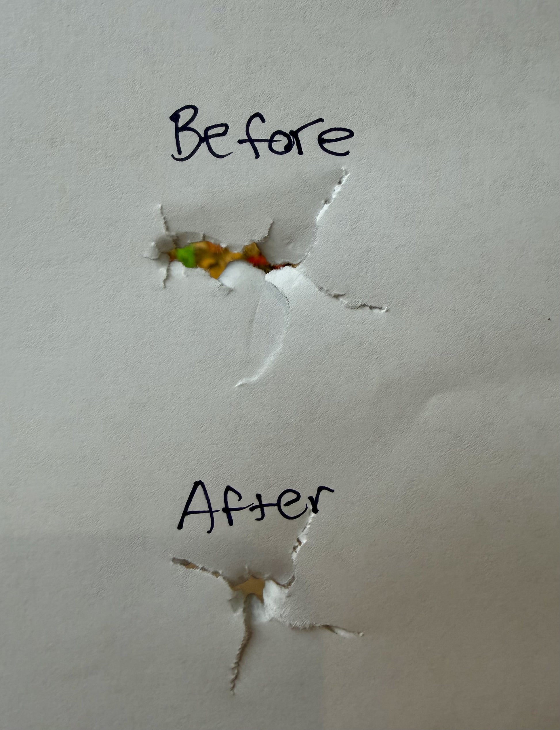 Comparison of fletched arrow tears, before and after tuning is done with the Revelation Archery paper tuner.
